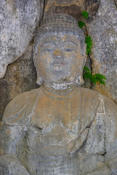 Zwykle Japonia Maja 2023 Szczegóły Jednego Usuki Stone Buddhas Rzeźby — Zdjęcie stockowe