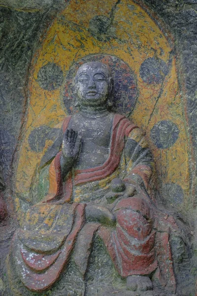 Usuki Japan Mai 2023 Detail Eines Der Usuki Stein Buddhas — Stockfoto