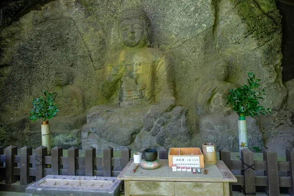 일본의 2023 우스키 석불은 세기에 일본의 쓰키에서 바위를 조각품들의 집합이다 — 스톡 사진