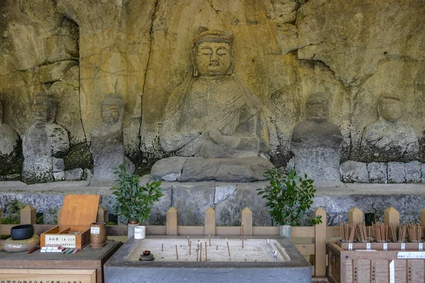 日本植木 2023年5月1日 植木石佛 Usuki Stone Buddhas 是12世纪日本植木的一套石雕 — 图库照片
