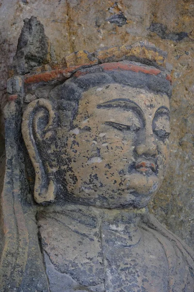 Usuki Japan Mai 2023 Detail Eines Der Usuki Stein Buddhas — Stockfoto