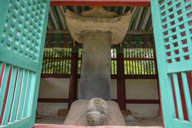 Gongju, Güney Kore - 8 Haziran 2023: Gongsanseong Kalesinin Detayları Güney Kore 'nin Gongju şehrinde bir dağ kalesidir..