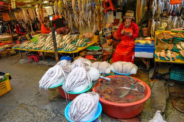Busan Zuid Korea Mei 2023 Visverkopers Jagalchi Market Busan Zuid — Stockfoto