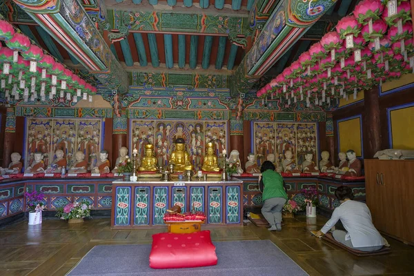 2023年6月2日 ブルクサ寺で祈る2人の女性 それは慶州 韓国の仏教寺院です — ストック写真