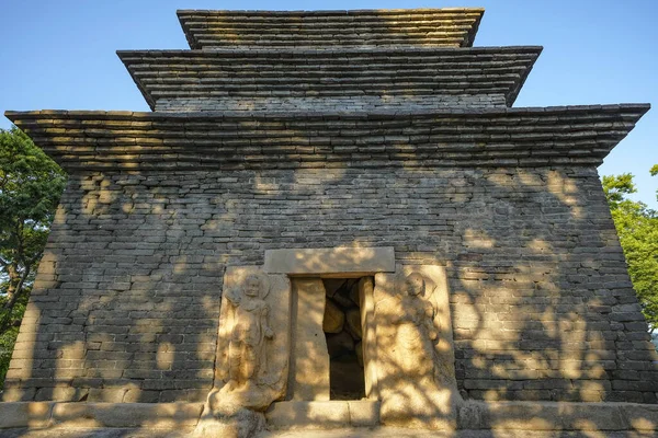 Gyeongju Korea Południowa Czerwiec 2023 Starożytne Trzy Historie Kamienna Pagoda — Zdjęcie stockowe