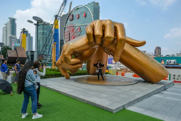 stock image Seoul, South Korea - June 24, 2023: Statue of Gangnam Style in the Gangnam District in Seoul, South Korea