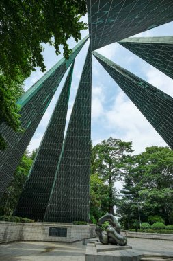 Incheon, Güney Kore - 27 Haziran 2023: Kore-ABD 'nin 100. yıldönümü Diplomatik İlişkiler Anıt Kulesi, mimar Kang, Suk Wong ve heykeltraş Choi, Man Lin, Incheon, Güney Kore tarafından tasarlandı.