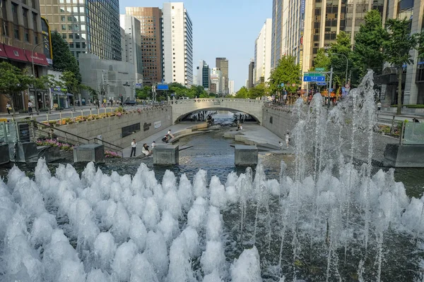 Seul Coreia Sul Junho 2023 Cheonggyecheon Stream Centro Seul Coreia — Fotografia de Stock