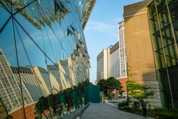 Seul Coreia Sul Junho 2023 Detalhe Onda Vidro Futurista Prefeitura — Fotografia de Stock
