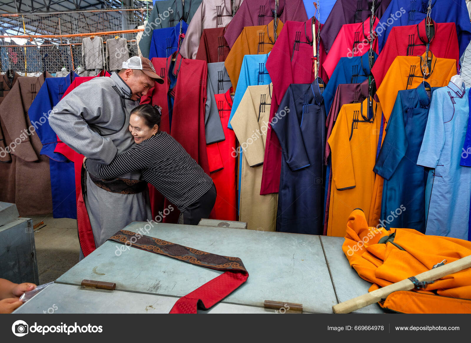 Ulaanbaatar Mongolia August 2023 Traditional Clothes Narantuul Market