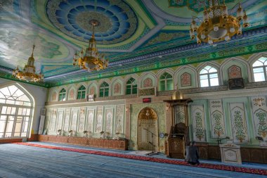 Namangan, Özbekistan - 15 Ekim 2023: Özbekistan 'ın Namangan kentindeki Shayx Eshon Jome Camii manzaraları.