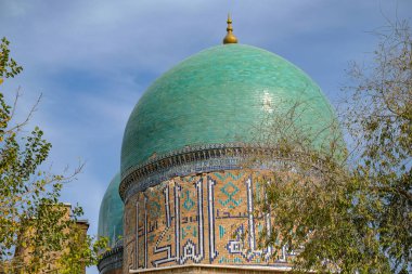 Shahrisabz, Özbekistan - 5 Kasım 2023: Özbekistan Shahrisabz, Özbekistan 'daki Kok Gumbaz Camii' nin Ayrıntıları.