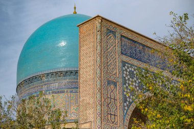 Shahrisabz, Özbekistan - 5 Kasım 2023: Özbekistan Shahrisabz, Özbekistan 'daki Kok Gumbaz Camii' nin Ayrıntıları.