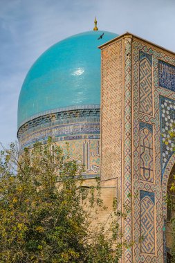Shahrisabz, Özbekistan - 5 Kasım 2023: Özbekistan Shahrisabz, Özbekistan 'daki Kok Gumbaz Camii' nin Ayrıntıları.