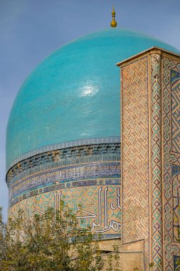 Shahrisabz, Özbekistan - 5 Kasım 2023: Özbekistan Shahrisabz, Özbekistan 'daki Kok Gumbaz Camii' nin Ayrıntıları.