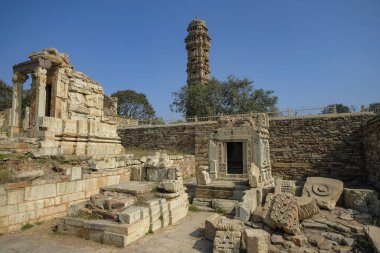 Chittorgarh, Hindistan - 6 Ocak 2024: Vijaya Stambha Chittorgarh Kalesi, Rajasthan, Hindistan.