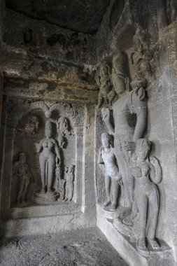 Ellora, Hindistan - 22 Ocak 2024: Ellora Mağaraları, Hindistan 'ın Maharashtra bölgesindeki Aurangabad bölgesinde bulunan bir mağara..