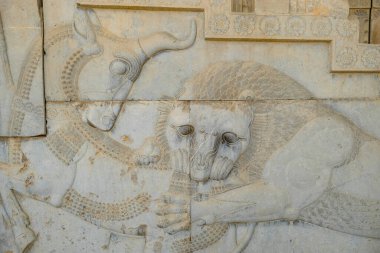 Marvdsaht, İran - 18 Mart 2024: İran 'ın Fars ilinin Şiraz kenti yakınlarındaki Persepolis harabelerinde yardım.