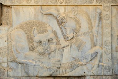 Marvdsaht, İran - 18 Mart 2024: İran 'ın Fars ilinin Şiraz kenti yakınlarındaki Persepolis harabelerinde yardım.