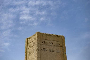 Varzaneh, İran - 28 Mart 2024: İran Varzanya 'da geleneksel çamur tuğlası yapımı.