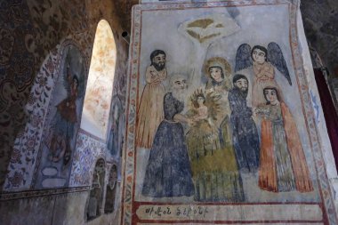 Meghri, Armenia - April 28, 2024: Interior of the Saint Hovhannes Church also known as Meghri Monastery in Meghri, Armenia. clipart