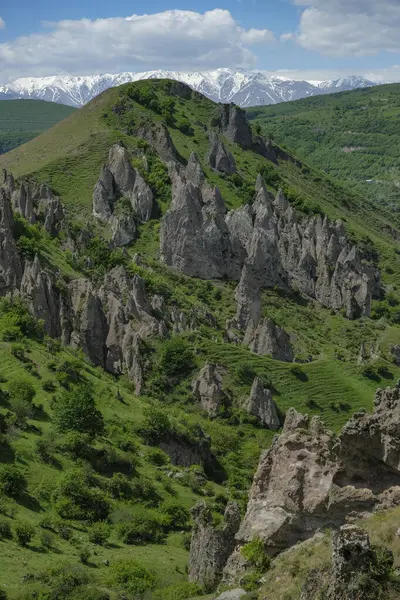 stock image Goris, Armenia - May 5, 2024: Medieval cave dwellings in Old Goris, Armenia.