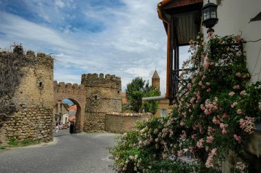 Sighnaghi, Gürcistan - 26 Haziran 2024: Gürcistan 'ın Kakheti bölgesindeki Sighnaghi köyünün manzarası.