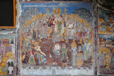 Macka, Türkiye - 26 Temmuz 2024: Türkiye 'nin Macka kentindeki bir Yunan Ortodoks manastırı olan Sumela Manastırı Detayları.