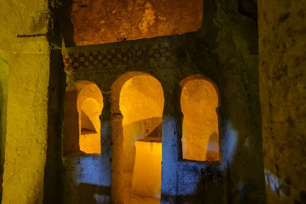 Stock image Goreme, Turkey - August 15, 2024: Frescoes on a wall of cave church in Goreme, Cappadocia, Turkey.