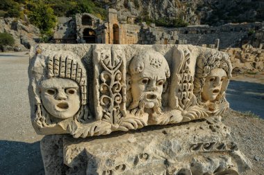 Demre, Türkiye - 24 Ağustos 2024: Demre, Türkiye 'deki Myra Antik Kenti kalıntıları.