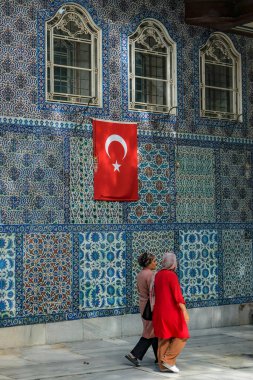 Istanbul, Turkey - September 23, 2024: People visiting the Eyup Sultan Mosque and the mausoleum of Abu Ayyub al-Ansari in Istanbul, Turkey. clipart