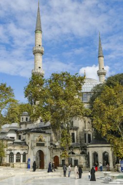 Istanbul, Turkey - September 23, 2024: The Eyup Sultan Mosque is located on the Golden Horn, in the Eyup district of Istanbul, Turkey. clipart