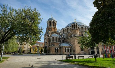 Sofya, Bulgaristan - 21 Ekim 2024: Yedi Aziz Kilisesi Bulgaristan 'ın Sofya kentinde bulunan bir Bulgar Ortodoks kilisesi..