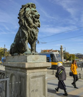 Sofia, Bulgaria - October 21, 2024: Lions Bridge is a bridge that crosses the Vladaya River in Sofia, Bulgaria. clipart