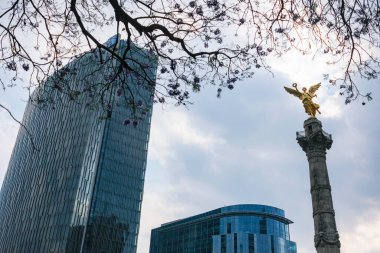 Mexico City, Mexico - 3 Şubat 2025: Bağımsızlık Anıtı, aynı zamanda Bağımsızlık Meleği olarak da bilinir, mimar Antonio Rivas Mercado tarafından Mexico City, Meksika.