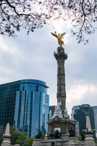 Mexico City, Mexico - 3 Şubat 2025: Bağımsızlık Anıtı, aynı zamanda Bağımsızlık Meleği olarak da bilinir, mimar Antonio Rivas Mercado tarafından Mexico City, Meksika.