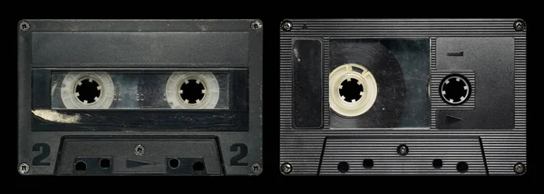 ブランクラベルモックアップテンプレートと古いカセットテープコレクション — ストック写真