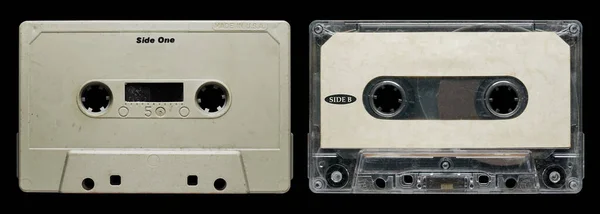 ブランクラベルモックアップテンプレートと古いカセットテープコレクション — ストック写真