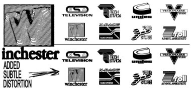 Sahte logo koleksiyonu. İlk logo alfabetik sıraya göre ayarlandı. Retro nostalji logosu vektör dizayn ediyor.