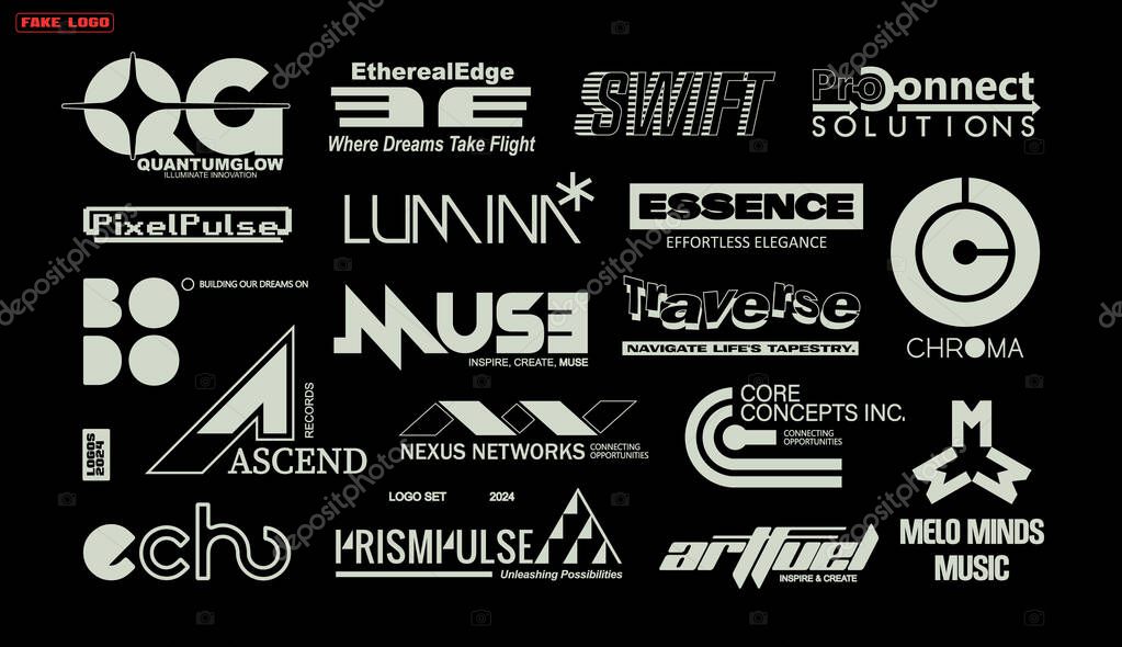 Fake logo collection vector. logotype set. sponsor decal of fake brands