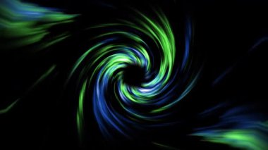 4K 'de büyüleyici mavi ve yeşil spiral girdap animasyonu. Teknoloji geçmişi, dijital enerji sahneleri, soyut hareket grafikleri ve bilim-kurgu görsel efektleri için ideal..
