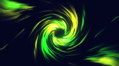 Dinamik 4K animasyonu büyüleyici bir spiral girdap içeriyor parlak neon yeşil ve sarı renkler ile koyu siyah bir zemin üzerinde. Bu parlayan girdap etkisi bilim kurgu, fütürist, müzik görselleri, EDM arka planlar, teknolojik tanıtımlar ve yüksek enerjili... 