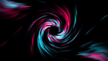 Göz alıcı 4K animasyon arkaplanı. Siyah bir fon karşısında parlak bir spiral girdap var. Pembe ve mavi tonlarda. Bilim kurgu temaları, teknik tanıtımlar, müzik videoları, fütüristik örtüşmeler veya soyut dijital içerik için mükemmel. 