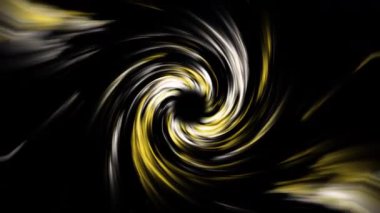 Dinamik 4K spiral animasyonu. Siyah arka planda parlayan altın ve beyaz ışık izleri. Bu hipnotik dönüş döngüsü lüks görseller, soyut tanıtımlar, dijital sanat, müzik videoları, olay tanıtımları ve hareket grafikleri için idealdir.