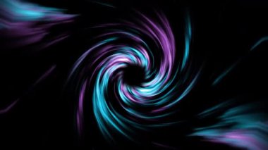 Hipnotik 4K spiral girdap animasyonu. Karanlık bir merkezin etrafında dönen parlak mor ve mavi neon ışık izleri var. Bu döngülü enerji girdabı bilim-kurgu görselleri, teknik tanıtımlar, dijital olaylar, müzik festivalleri, EDM arka planları, hareketli grafikler için mükemmeldir.