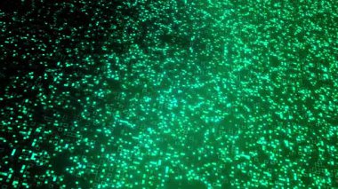 Şebeke animasyonuyla parlayan fütürist yeşil arka plan. Yapay zeka, teknoloji, engelleme, veri görselleştirme ve siber hareket tasarım projeleri için mükemmel.