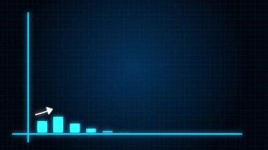 Canlandırılmış parlak mavi çizelge yükselen okla iş büyümesini gösteriyor. Finansal, pazarlama ve kurumsal sunum geçmişi için mükemmel..