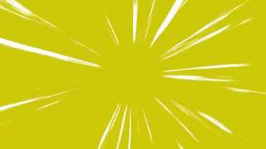Hızlı hareket, manga FX, komik geçişler ve video veya tasarım projelerindeki dinamik aksiyon sahneleri için parlak sarı animasyon çizgileri animasyon arkaplanı.