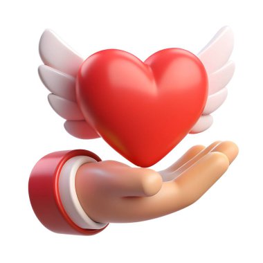 3 boyutlu resimde el ele tutuşan sinek kalp sembolü simgesi