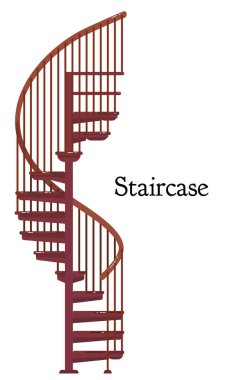 vector illustration of wooden stair case on white background. Interior wooden stairs with handrails and steps for interiors and architecture. clipart